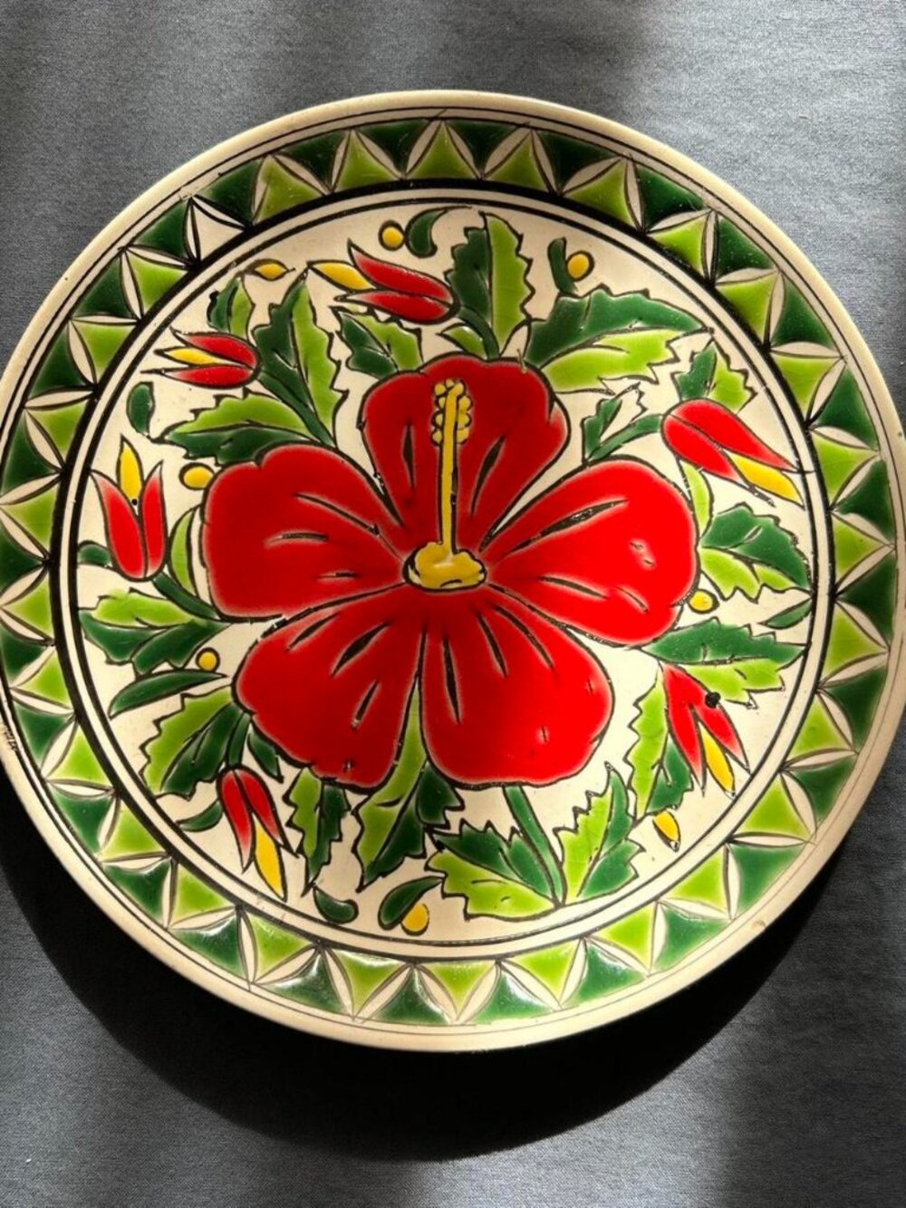 Dakas Keramik Handmade Hibiscus Flower Decorative Plant Made in Rhodes Greece